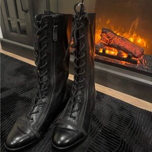 Via Spiga Black Lace-Up Tall Boots | NWOT